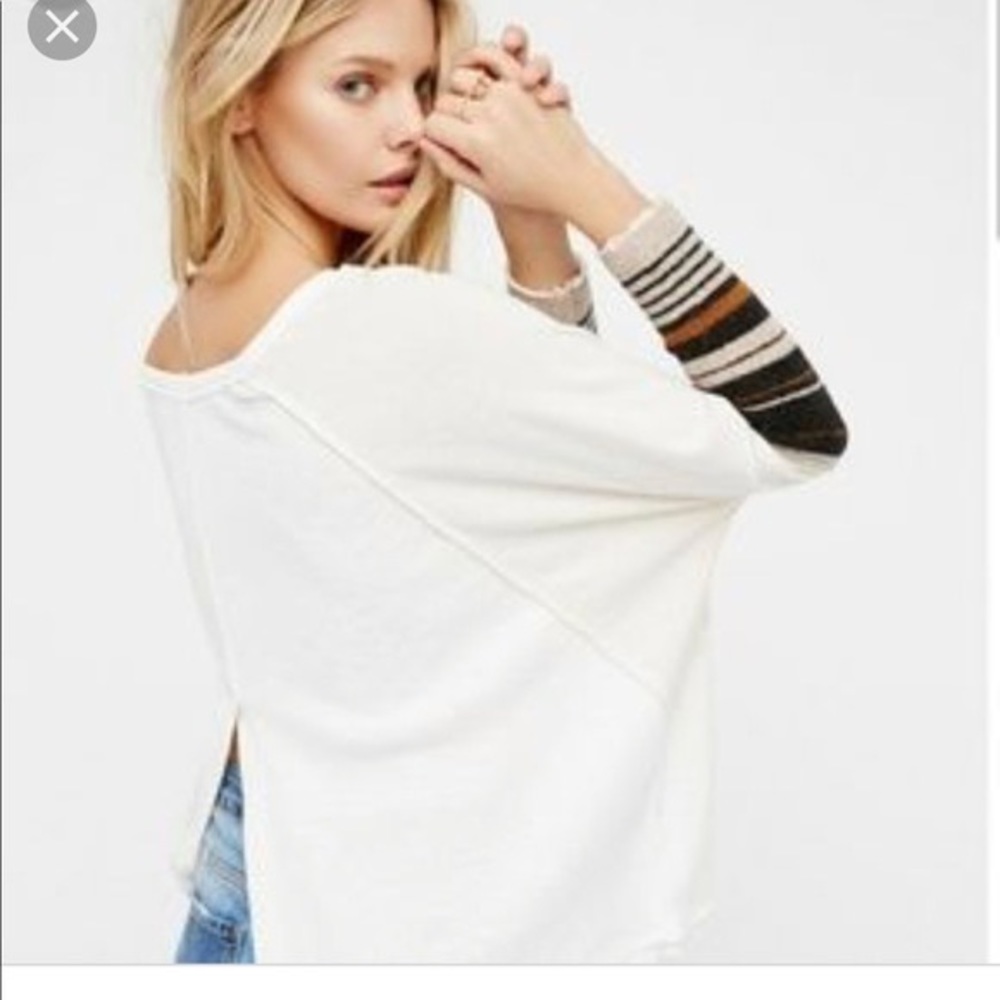Free People Rockland Swit Slouchy Oversized Wool Contrast Cuff Thermal Shirt S